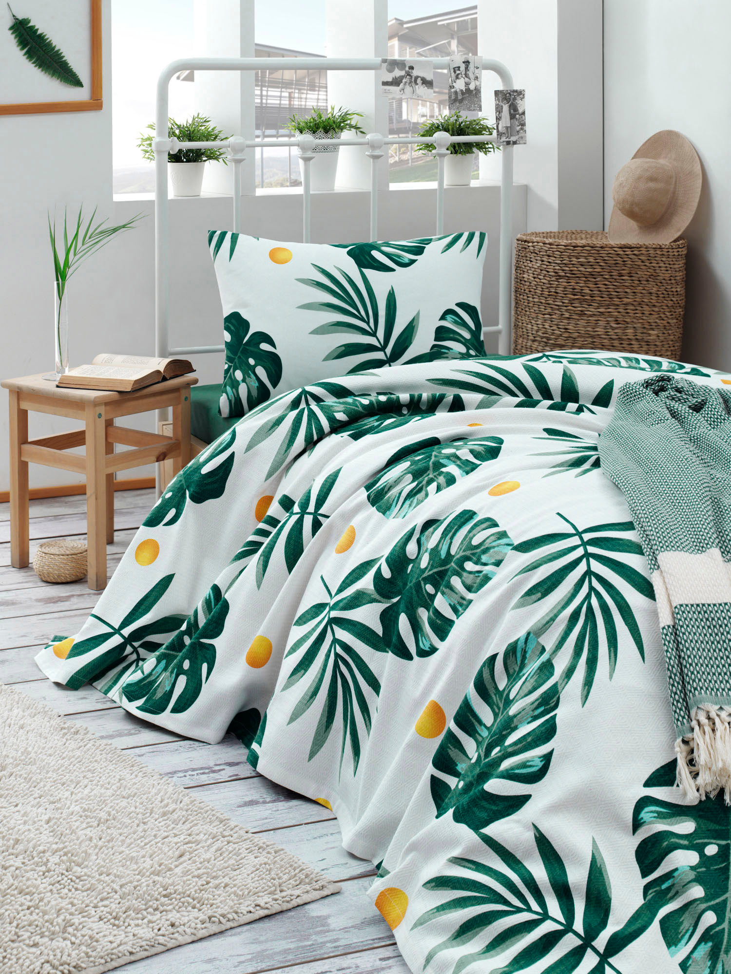 143EPJ598520-201.jpg Monstera - Green – Сет единечни пике прекривачи - Image 1