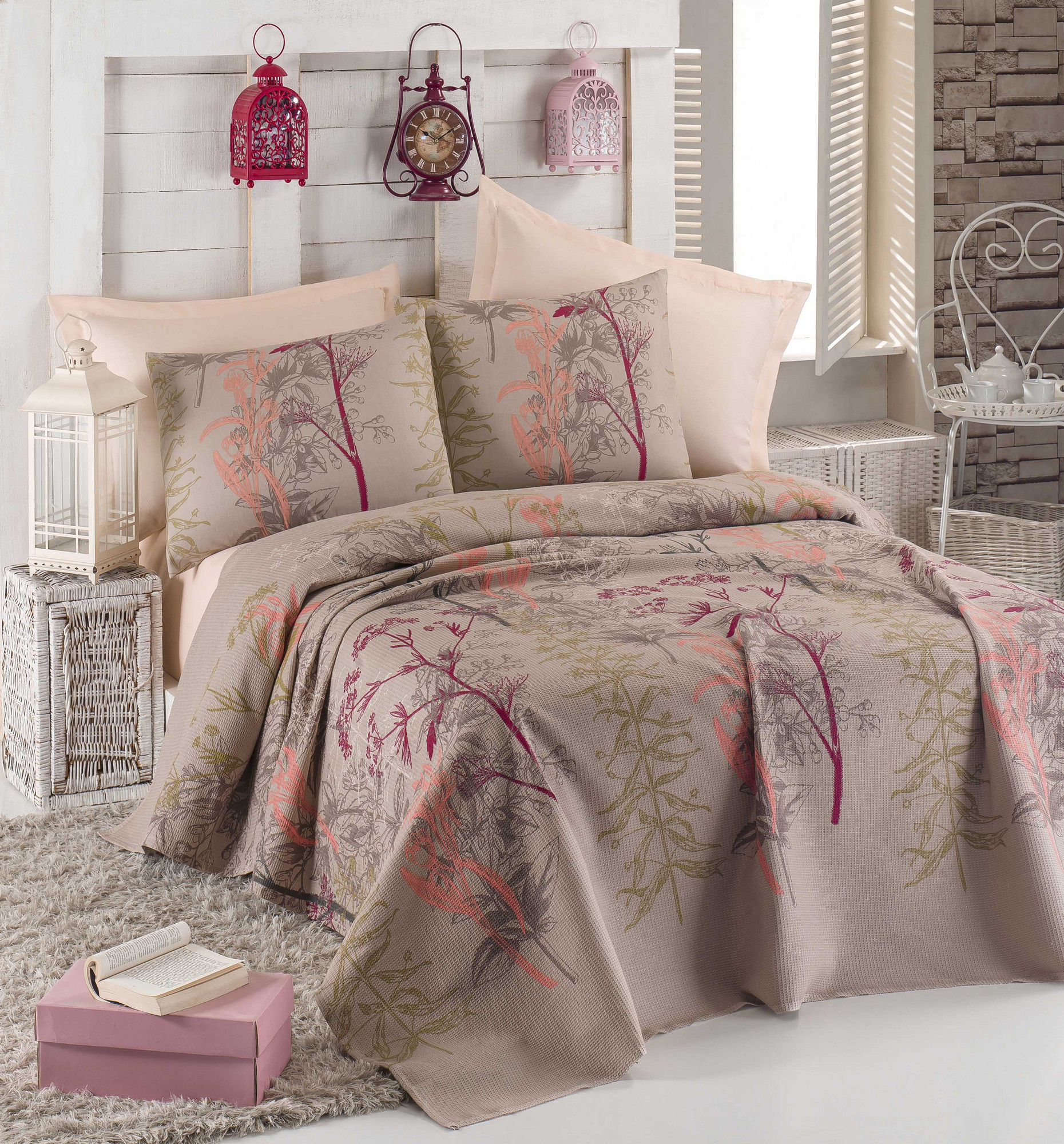 143EPJ634820-201.jpg Urla - Beige – Сет двоен пике и навлака за перница - Image 1