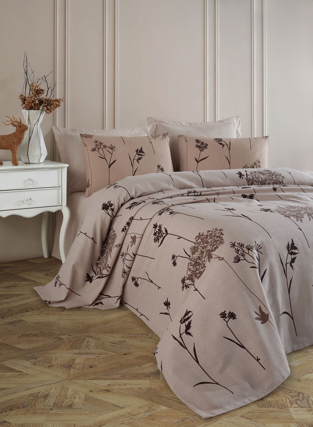 162ELR652820-201.jpg Efil - Brown – Комплет единечни пике и навлаки за перница - Image 1