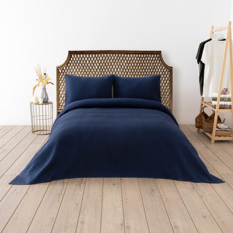 Waffle – Navy Blue – Дупли пике прекривач