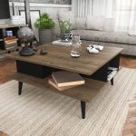 Akya - Walnut, Black – Маса за кафе