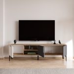 Tarz - White, Anthracite, Oak – ТВ комода - Image 2