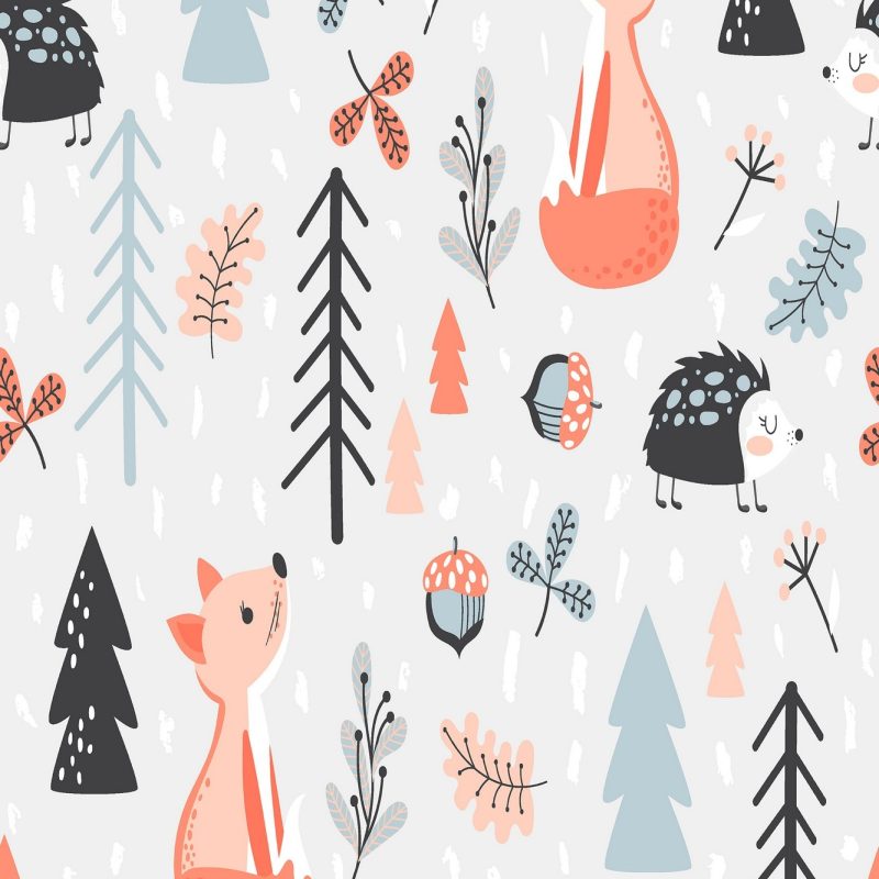 Seamless background with forest animals