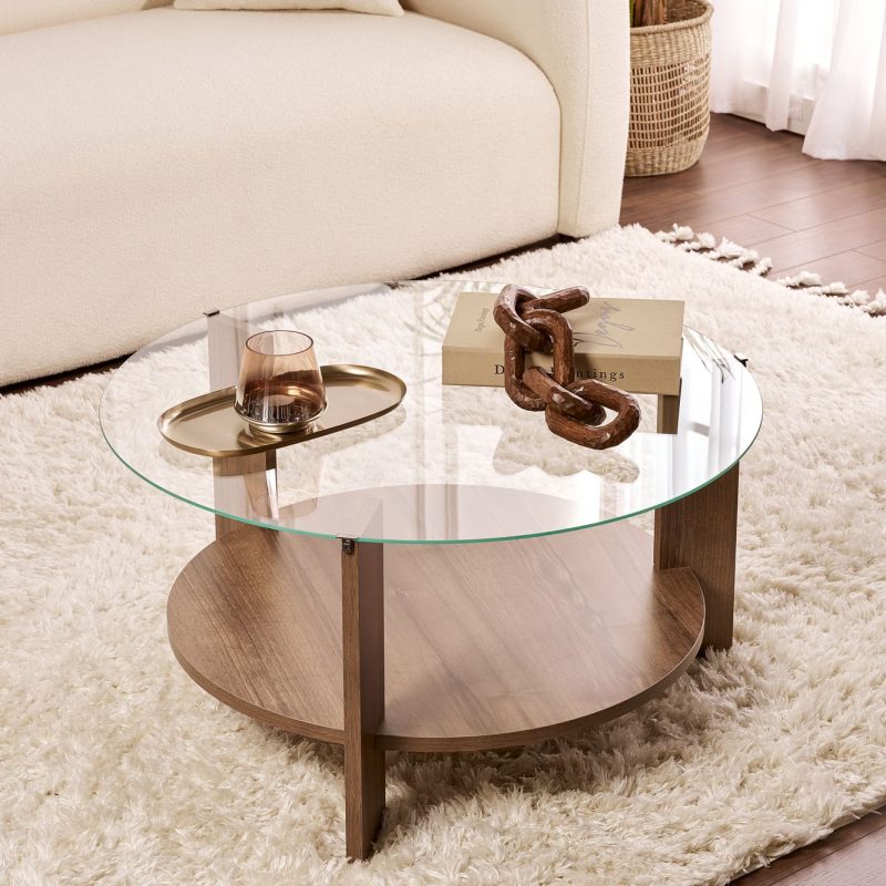 Clara – Walnut, Transparent – Маса за кафе