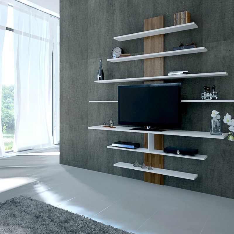 Zebra – White, Walnut – ТВ комода