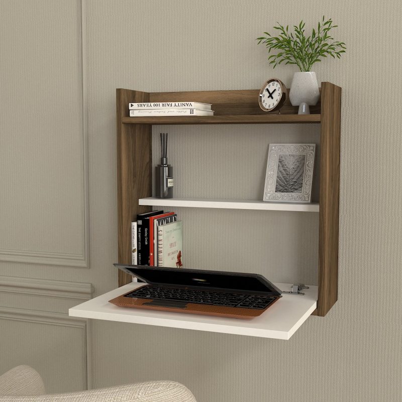 Laptop – White, Walnut – Канцелариско биро –