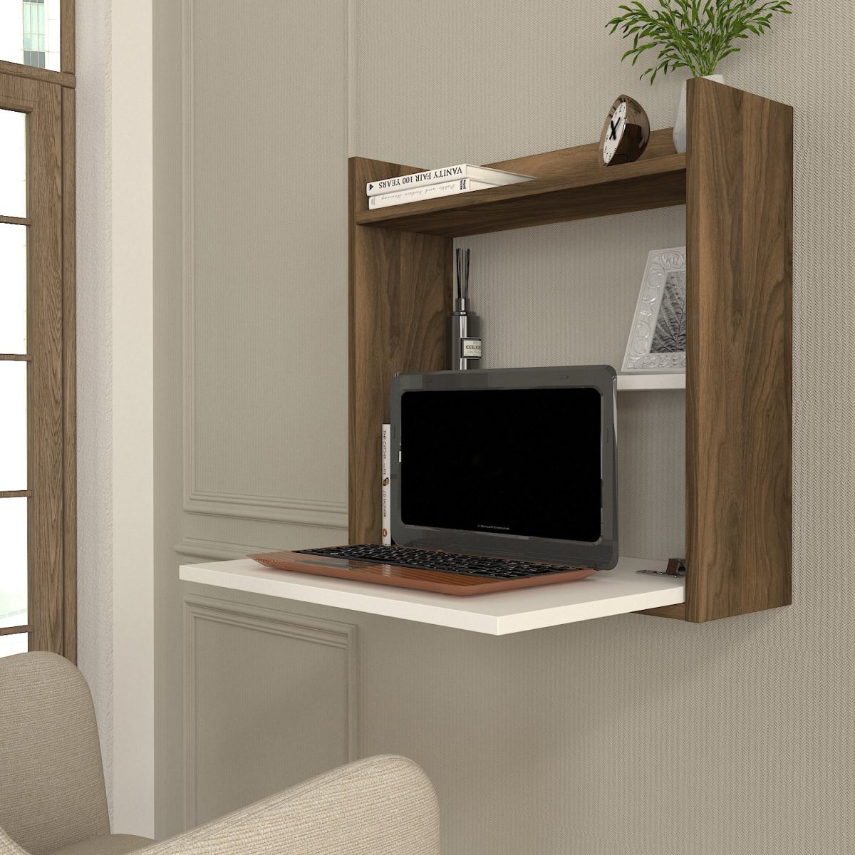 Laptop - White, Walnut – Канцелариско биро -  - Image 2