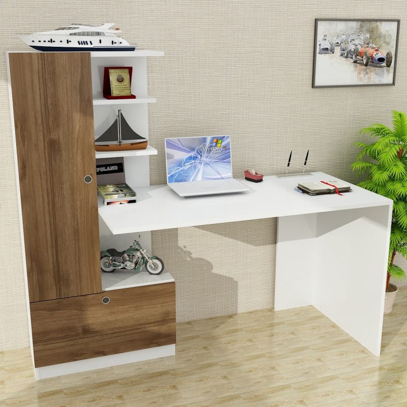 Domingos – White, Walnut – Канцелариско биро –