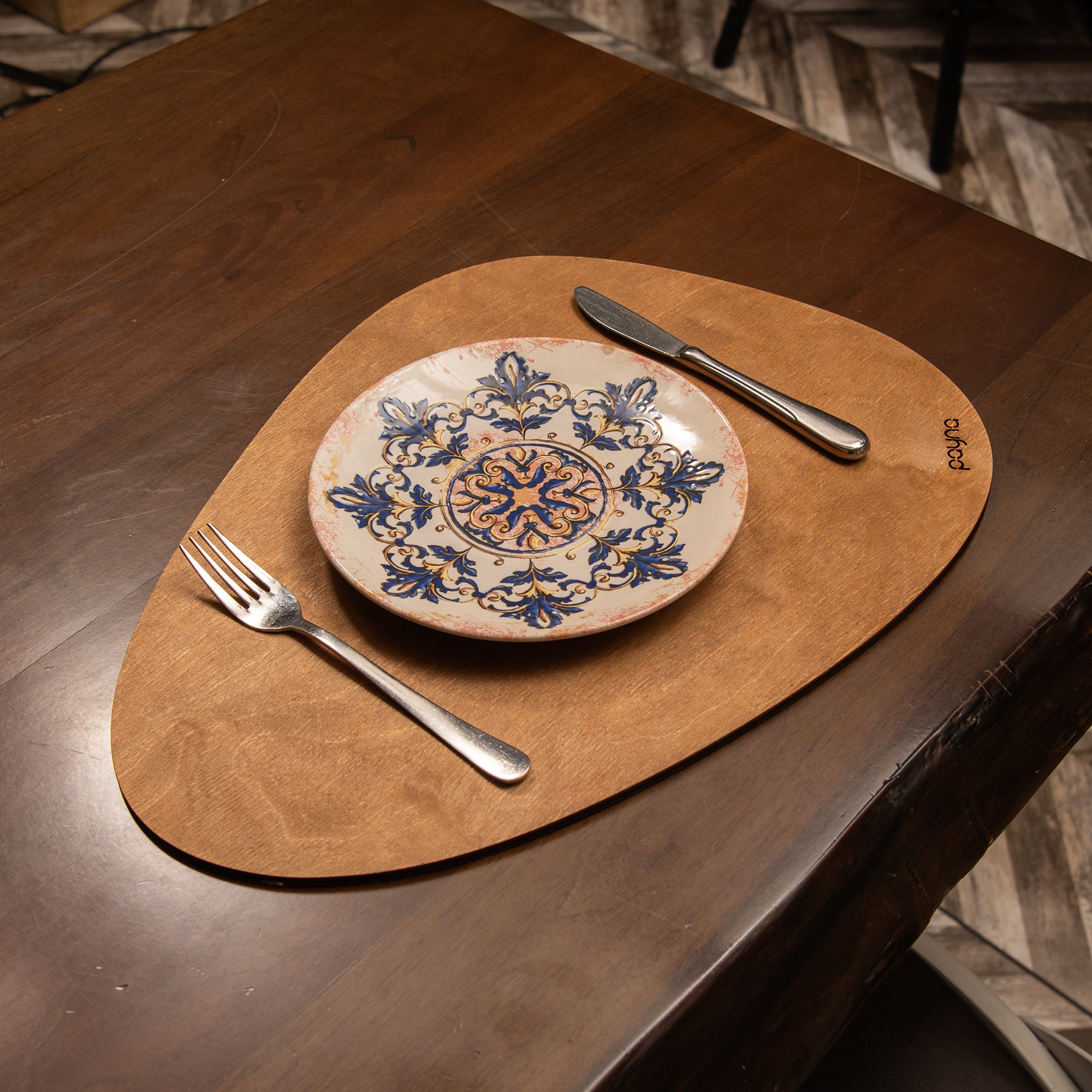 790PYN116720-201.jpg Pear - Walnut – Дрвен сет на подлога за маса (6 парчиња) - Image 1