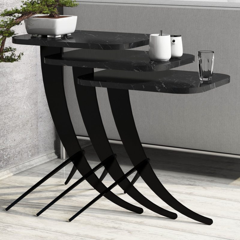 Pion – Black Marble – Помошна масичка (3 парчиња)