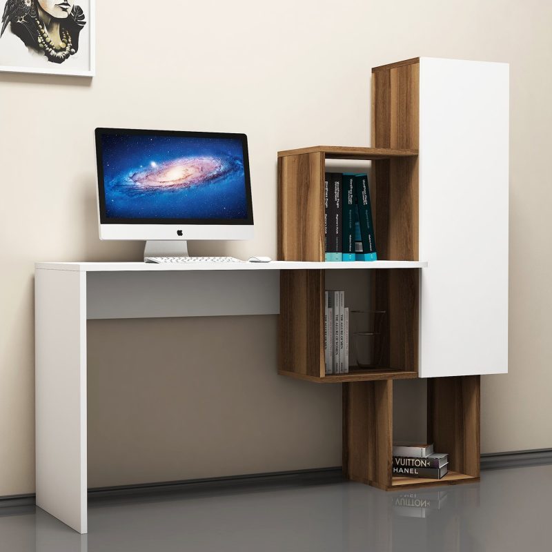 Açelya – Walnut, White – Канцелариско биро –