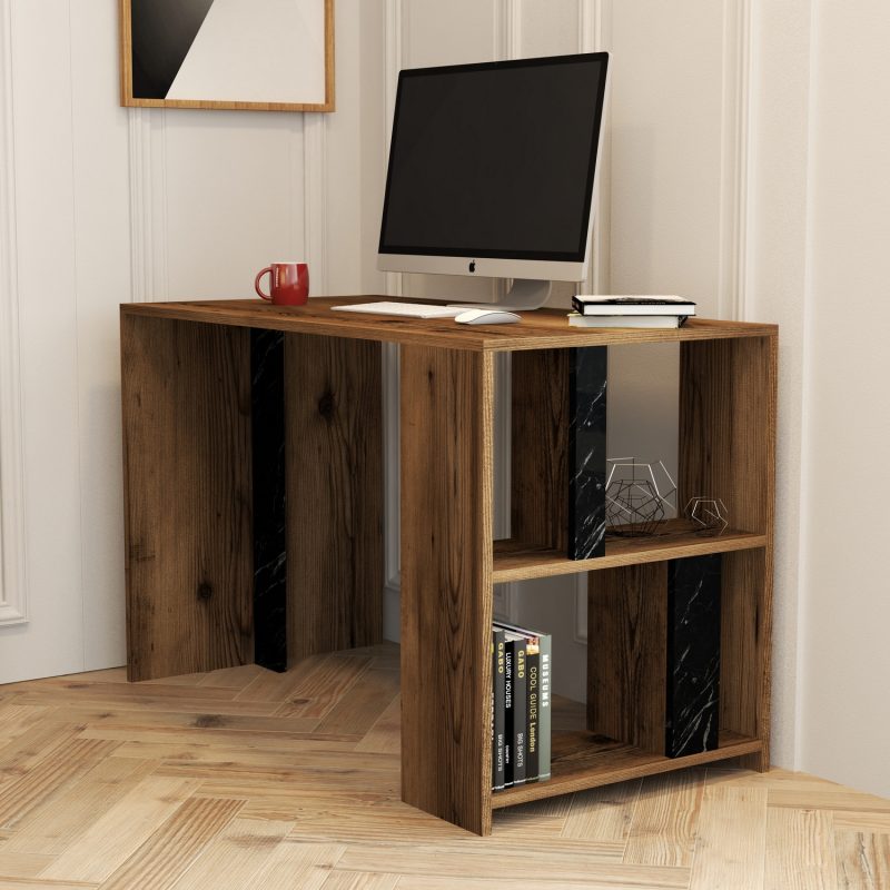 Lima – Walnut, Black Marble – Канцелариско биро –