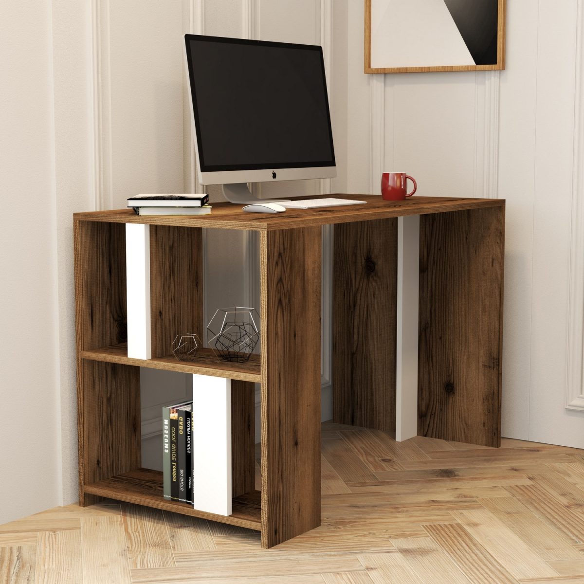 Lima - Walnut, White – Канцелариско биро -  - Image 3