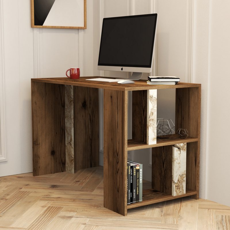 Lima – Walnut, White Marble – Канцелариско биро –