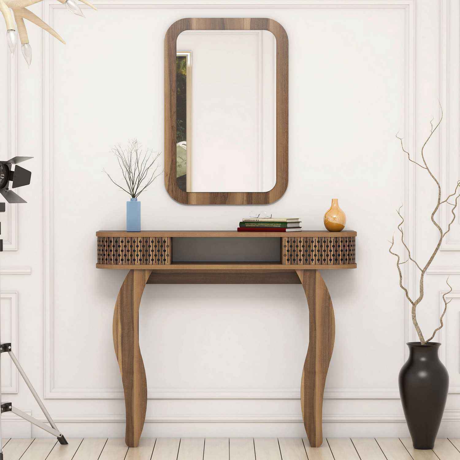 845HCT400220-201.jpg Damla - Walnut – Декоративна конзолна маса - Image 1