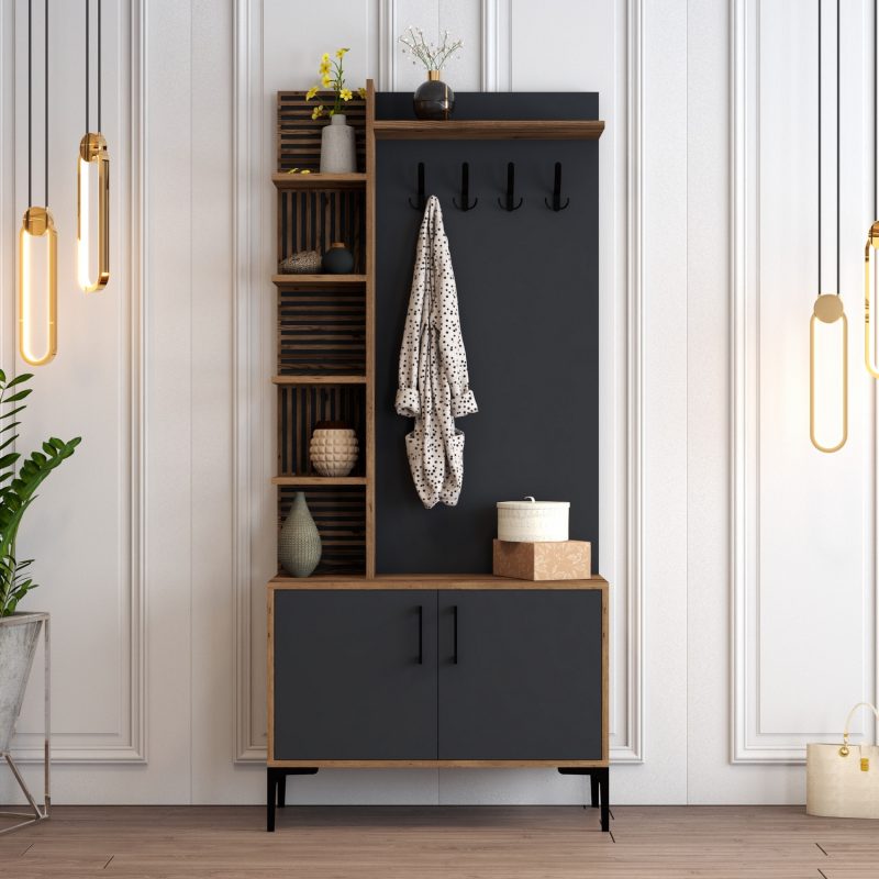 Viyana D – Walnut, Anthracite – Гардеробер за претсобје –
