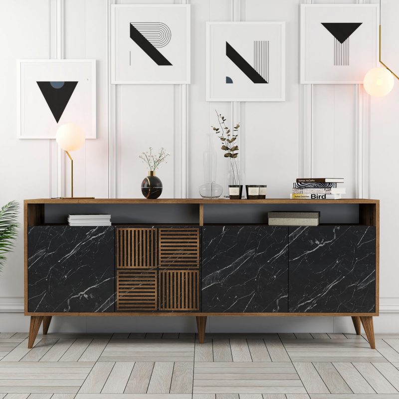 Milan – Walnut, Black Marble – Конзола