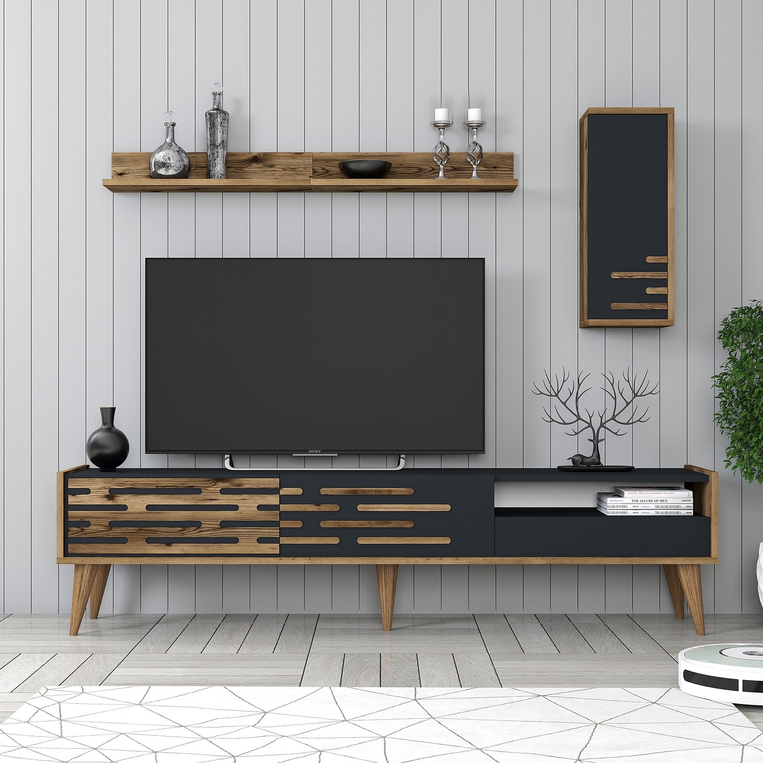 845HCT534220-201.jpg Valensiya - Walnut, Anthracite – ТВ комода - Image 1