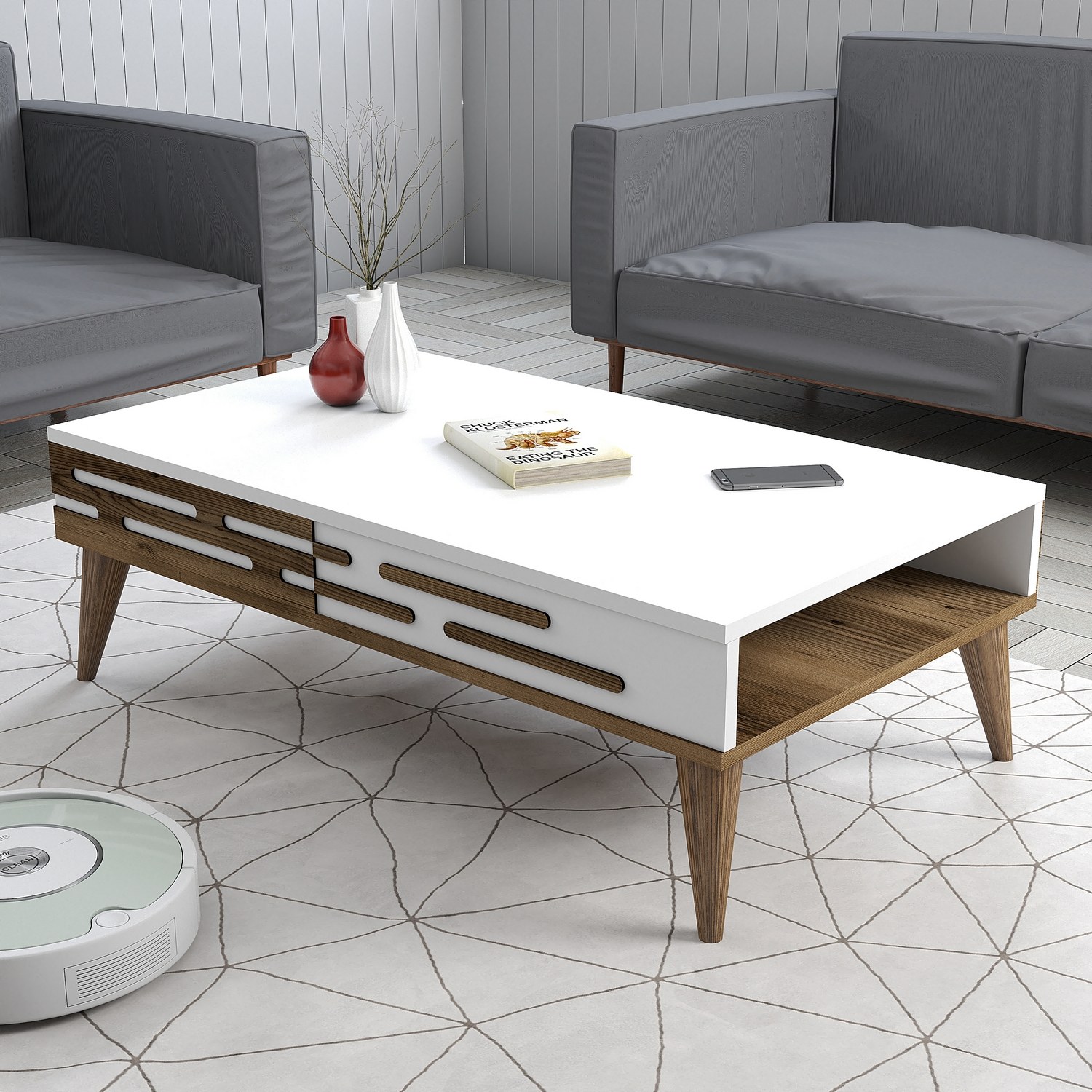 845HCT535720-201.jpg Valensiya - Walnut, White – Маса за кафе - Image 1