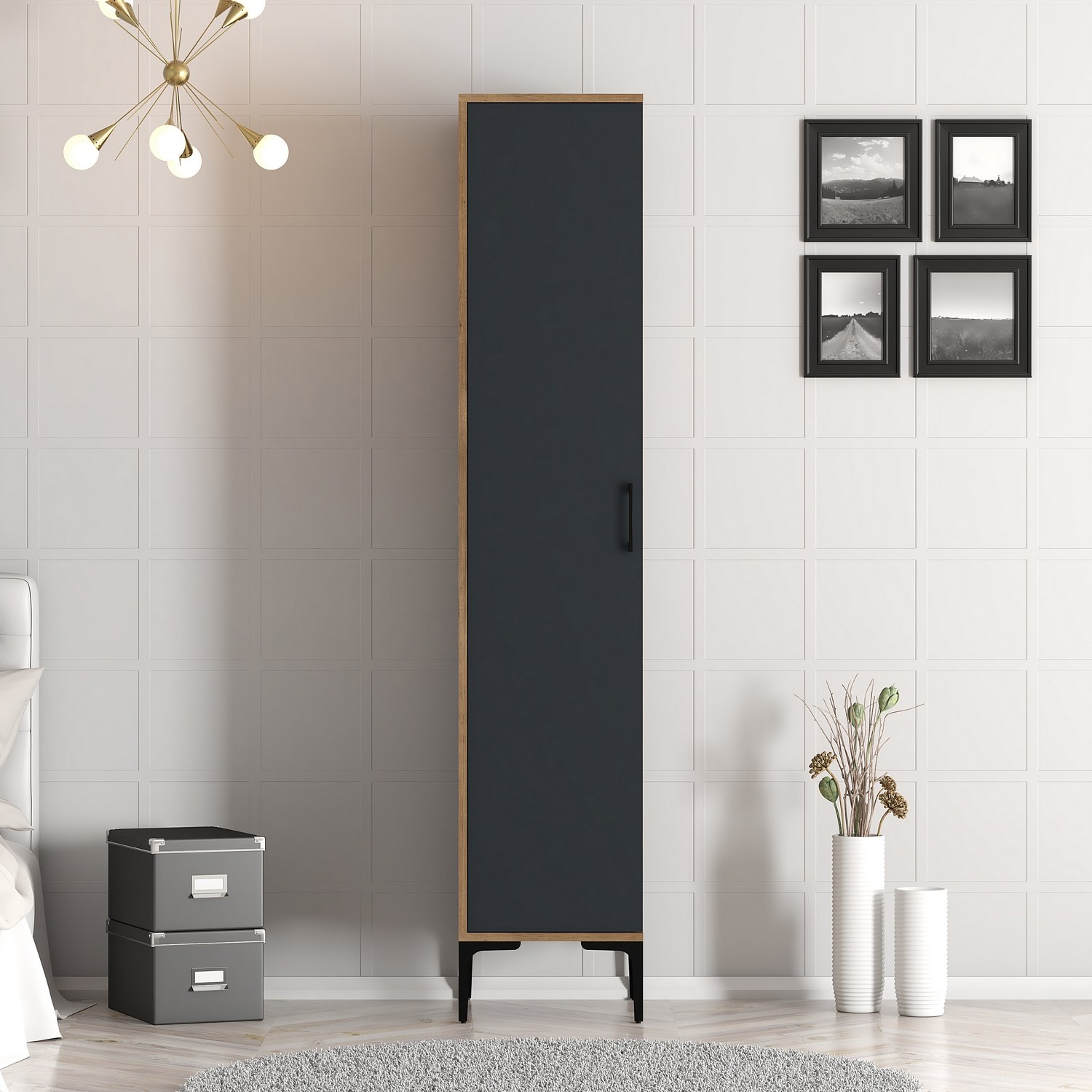 845HCT540920-201.jpg Kumsal S - Walnut, Anthracite – Гардеробер - Image 1