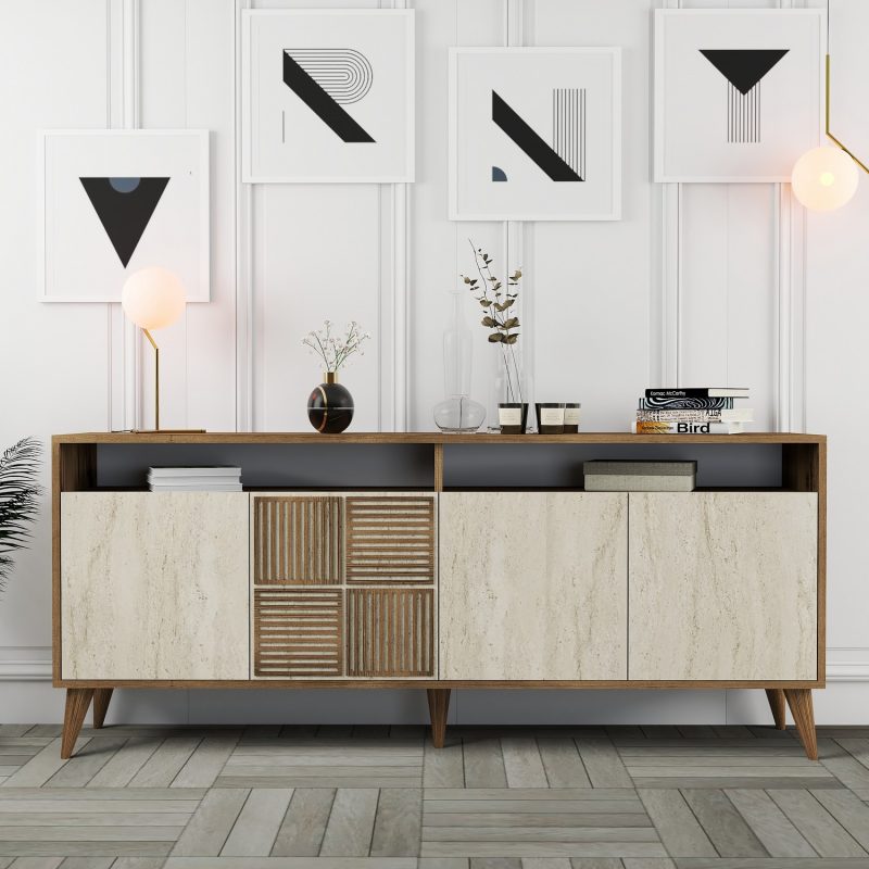 Milan – Walnut, Travertine – Конзола