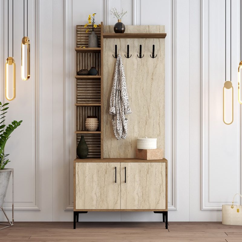 Viyana D – Walnut, Travertine – Гардеробер за претсобје –