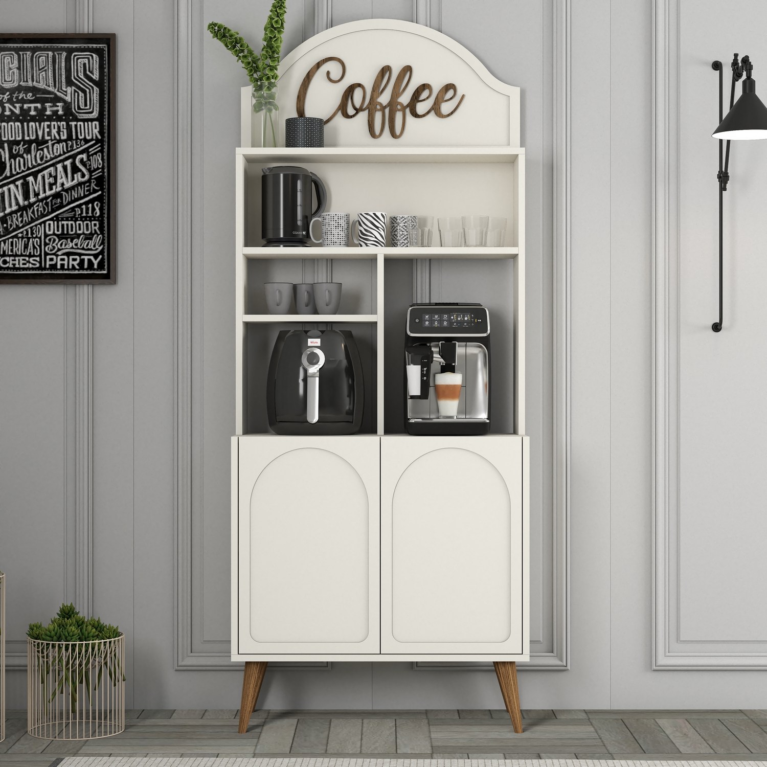 845HCT580820-201.jpg Lyon 80 - Cream, Walnut – Кујнско бифе за кафе - - Image 1