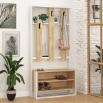 Chester - White, Oak – Гардеробер за претсобје - 