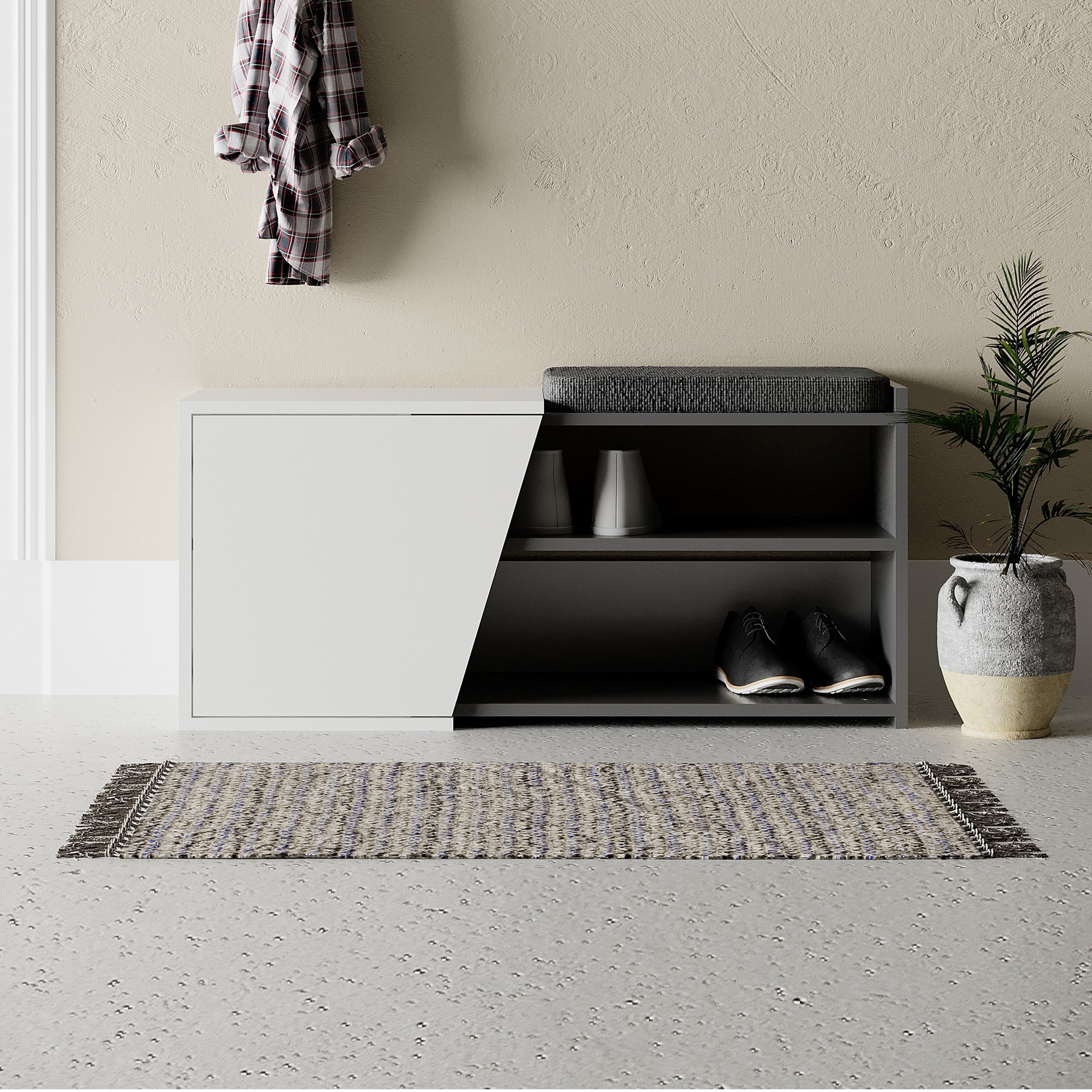 855DTE510520-201.jpg Fiona Bench - Anthracite, White – Чевларник - Image 1