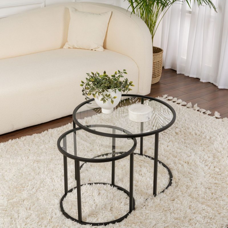 Aurum – 60, 42 – Black, Transparent – Комплет масичка за кафе