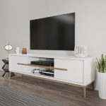 Eslem - White, Walnut – ТВ комода - Image 2