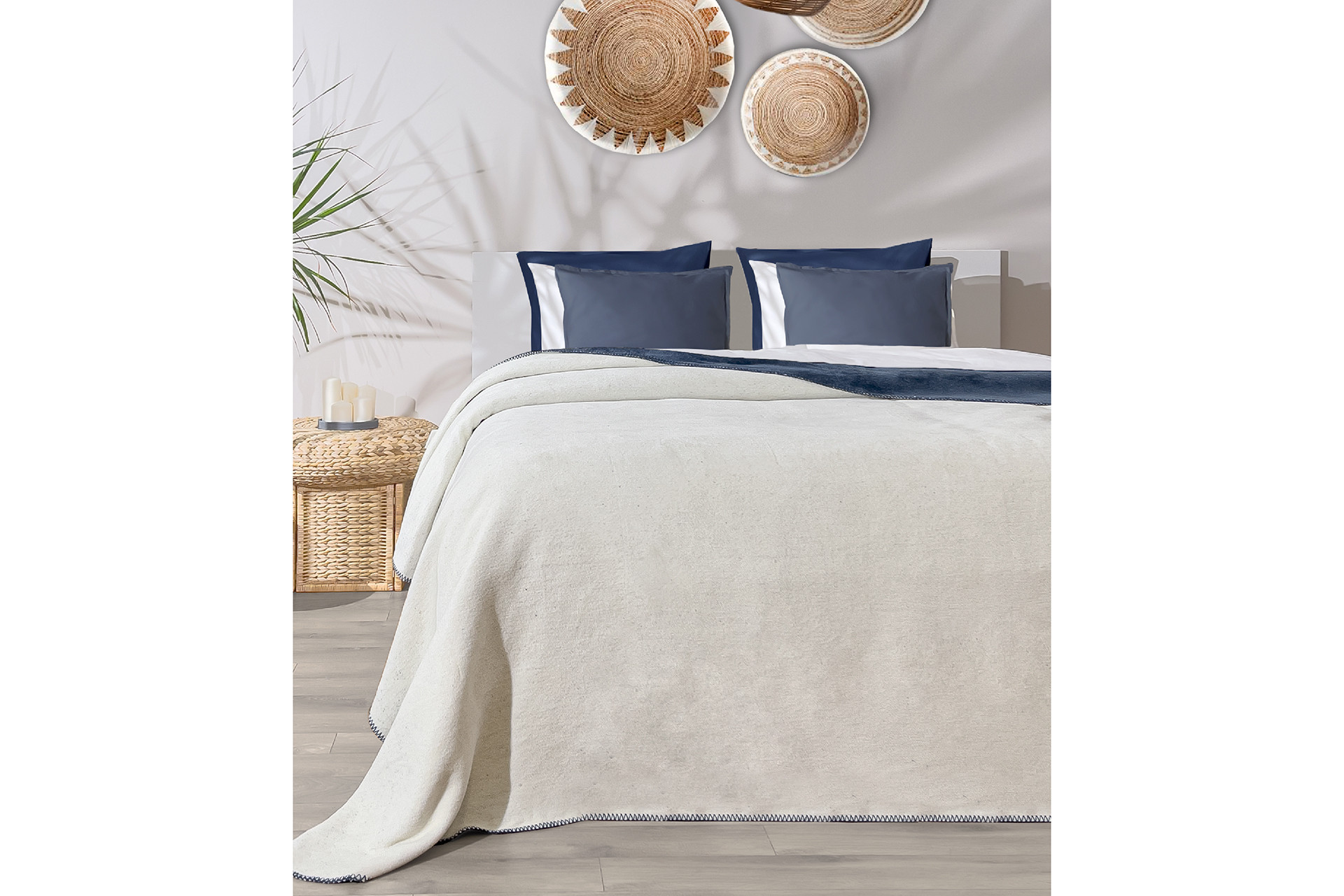 962ELT111320-201.jpg Twin - Blue, Cream – Двојно ќебе - Image 1