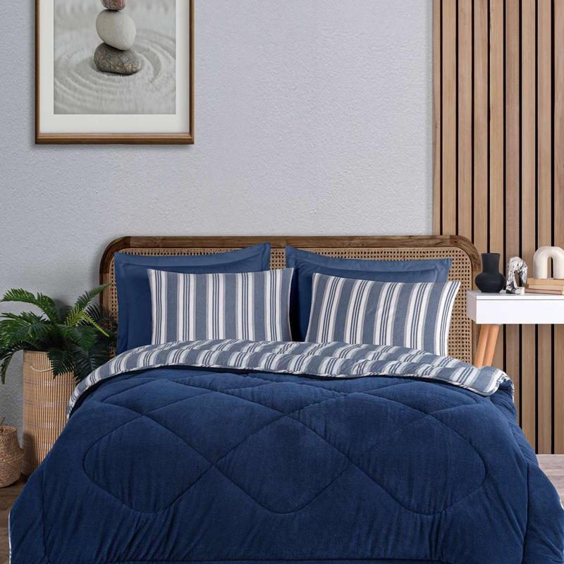 Soft Line – Navy – Сет двојни јоргани и перници – Морнарско сино