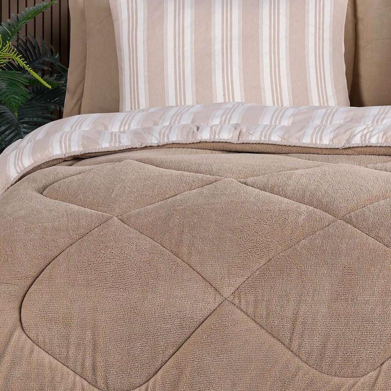 Soft Line – Beige – Сет од прекривач и навлака за перница – Беж
