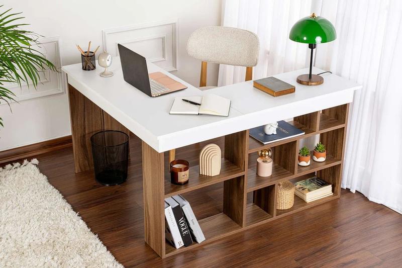 Vesper – Venezia Walnut, White – Канцелариско биро – – Орев Бело