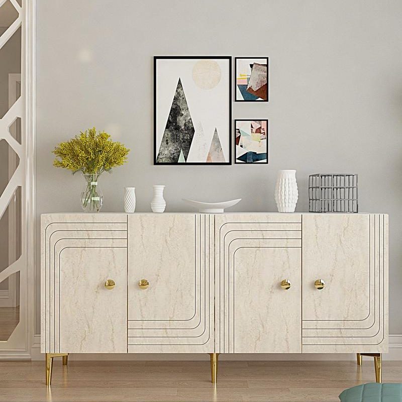 Lessi 150 – White, Travertine, Gold – Конзола – Бело Травертин Злато