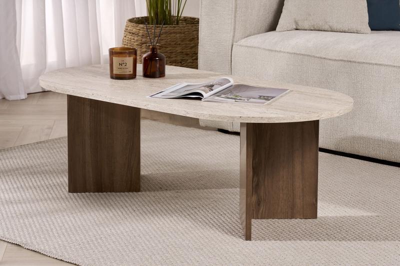 Sable – Travertine, Walnut – Масичка за кафе – Травертин Орев