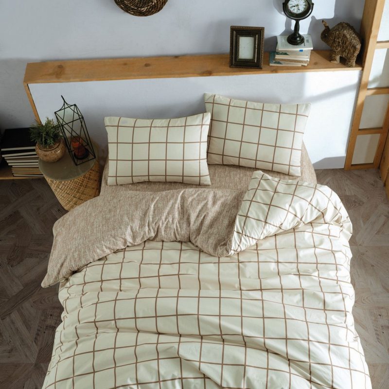 Eдинечна Постелнина RANFORCE 140*200/60*60 – Сет од 2 дела –  (ЕУ) (ИТ) Каре – крем