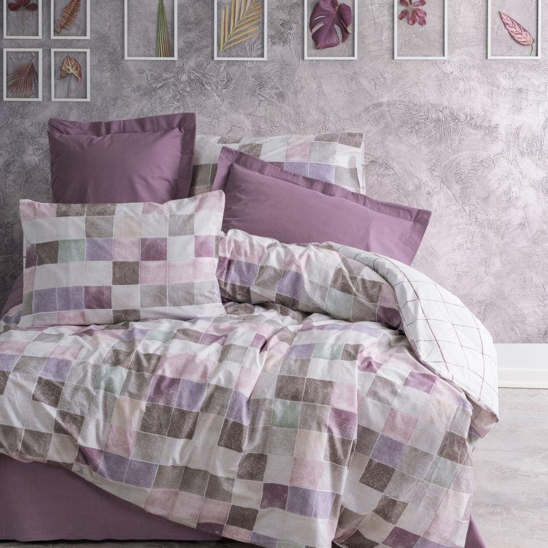 Eдинечна Постелнина RANFORCE 140*200/60*60 – Сет од 2 дела –  (FR) Маро – Прашлива роза