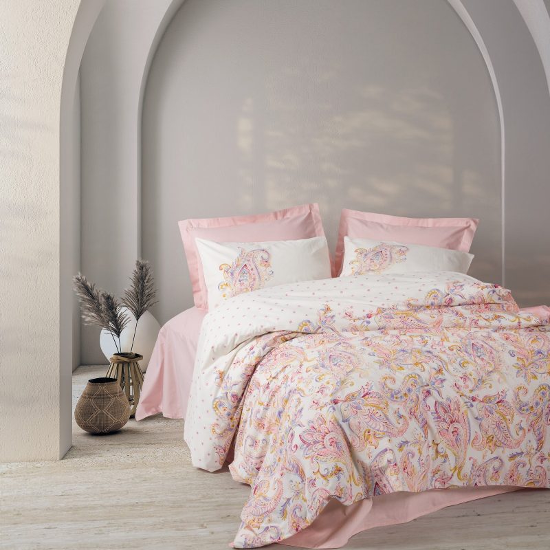 Eдинечна Постелнина RANFORCE 140*200/60*60 – Сет од 2 дела –  (FR) Муна – Пинк