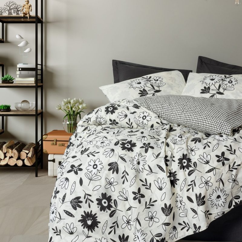 Eдинечна Постелнина RANFORCE 140*200/60*60 – Сет од 2 дела –  (FR) Мереса – црна