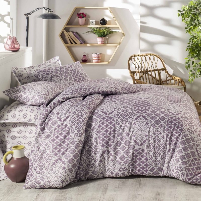 Eдинечна Постелнина RANFORCE 140*200/60*60 – Сет од 2 дела –  (BL) Доњет – виолетова