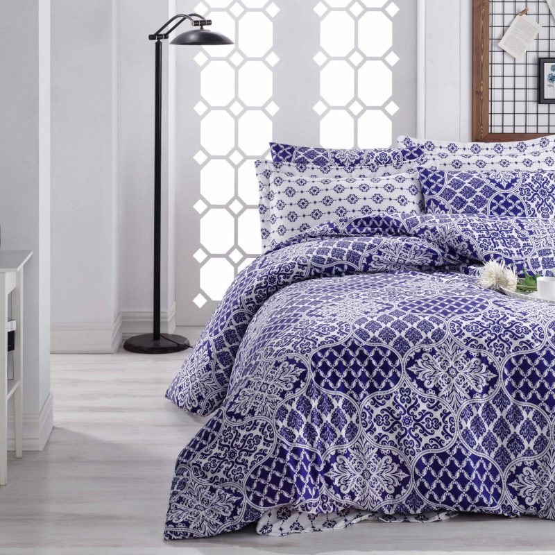 Eдинечна Постелнина RANFORCE 140*200/60*60 – Сет од 2 дела –  (BL) Доњет – темно сина