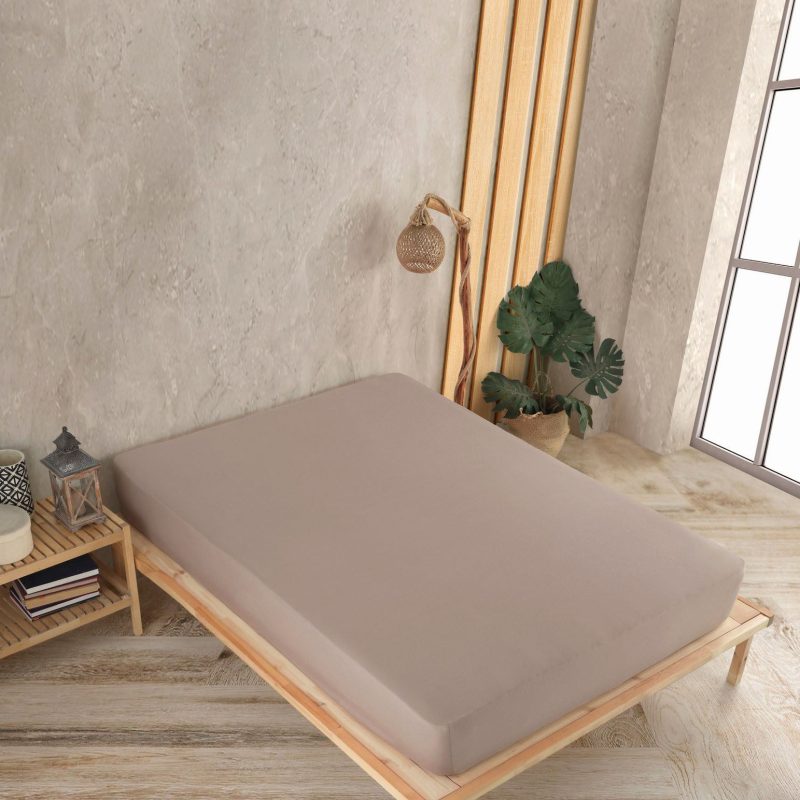 Двојно долен чаршав Џерси (FR) (IT) (ES) (DE) Капучино