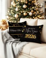 A cozy living room with a Christmas tree twinkling in the backgr