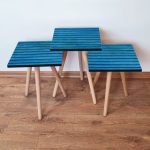 Blue wooden retro wall with horizontal stripes.Excellent backgro