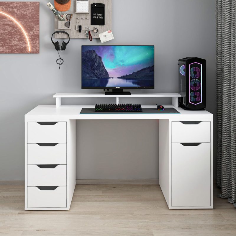 Канцелариско биро –  Alen 150cm 5 фиоки – Бело