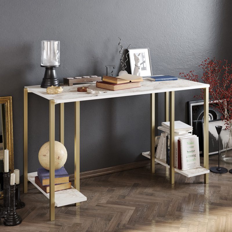 Канцелариско биро – Читач – бело, злато