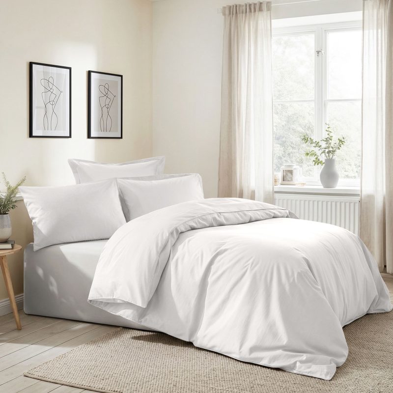 Eдинечна Постелнина RANFORCE 140*200/60*60 – Сет од 2 дела –  (FR) Бело